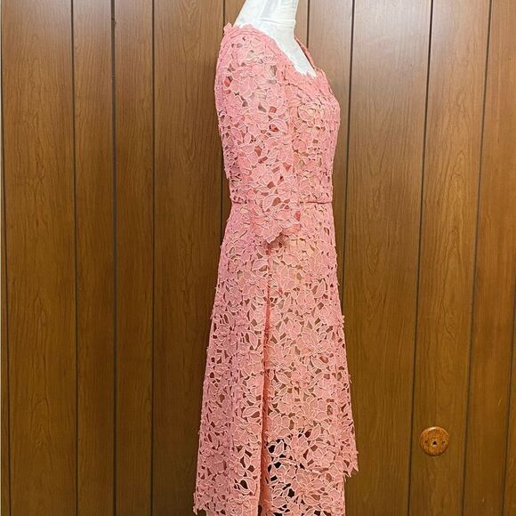 Oscar De La Renta Floral Guipure Lace Midi Dress size 6 - Picture 9 of 14